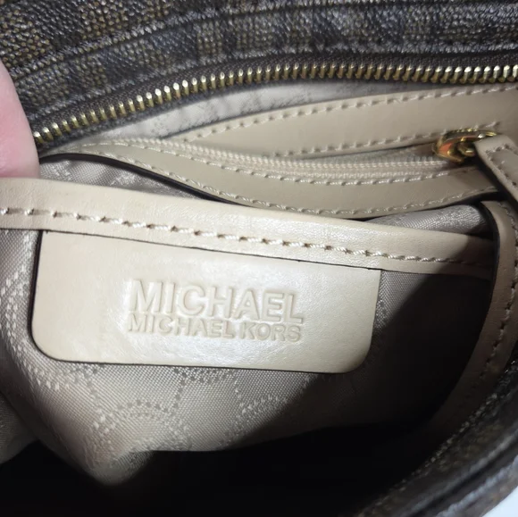 MICHAEL Michael Kors Jet Setter Large Brown Logo Crossbody Bag